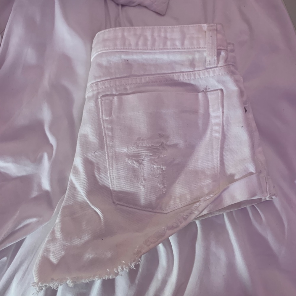 White Ripped Shorts - Picture 3 of 3